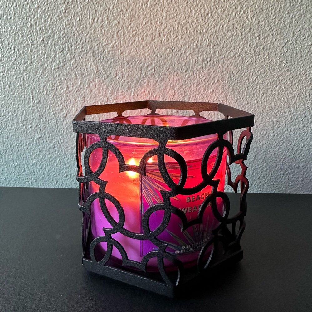 Matte black hidden mickey candle holder